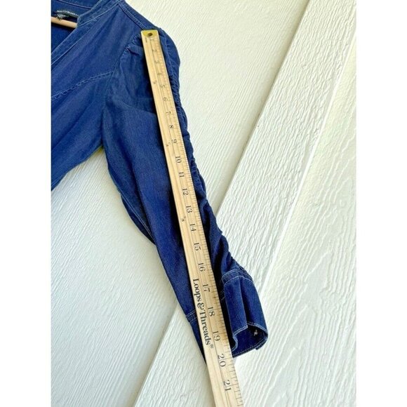 White House Black Market Womens 4 Denim Button Closure Dress cowgirl western - Picture 7 of 14